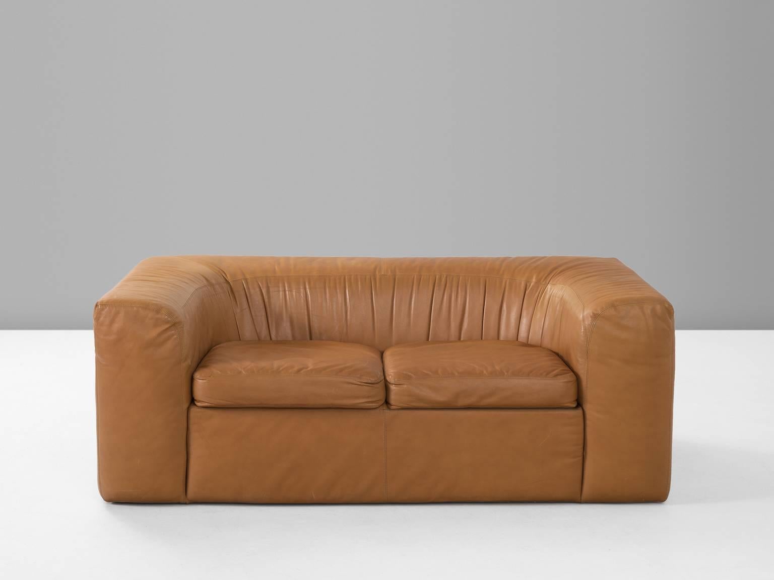 European Cognac Leather Living Room Set 