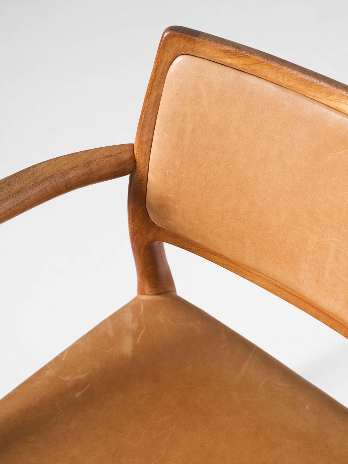 Mid-20th Century Niels Otto Møller Armchair in Teak and Cognac Leather