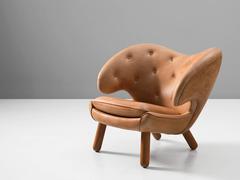 Finn Juhl Custom Pelican Lounge Chair mit spezieller Cognac-Lederpolsterung