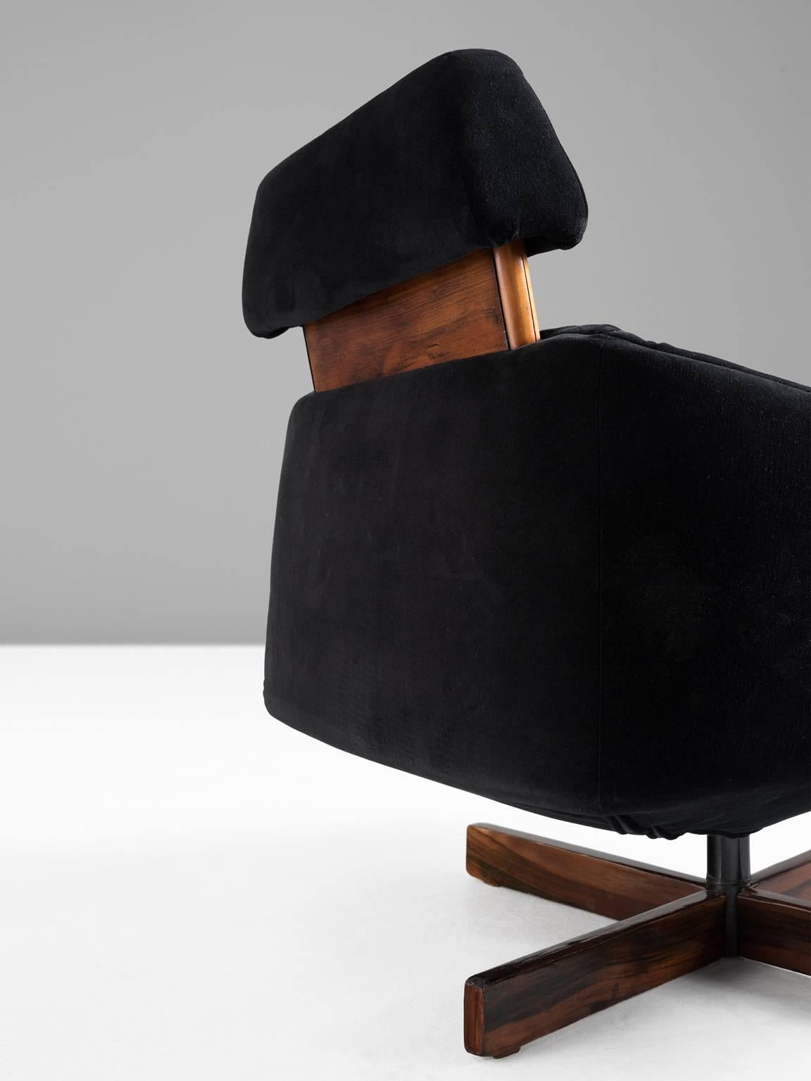 Brazilian Percifal Lafer Swivel Lounge Chair with Ottoman