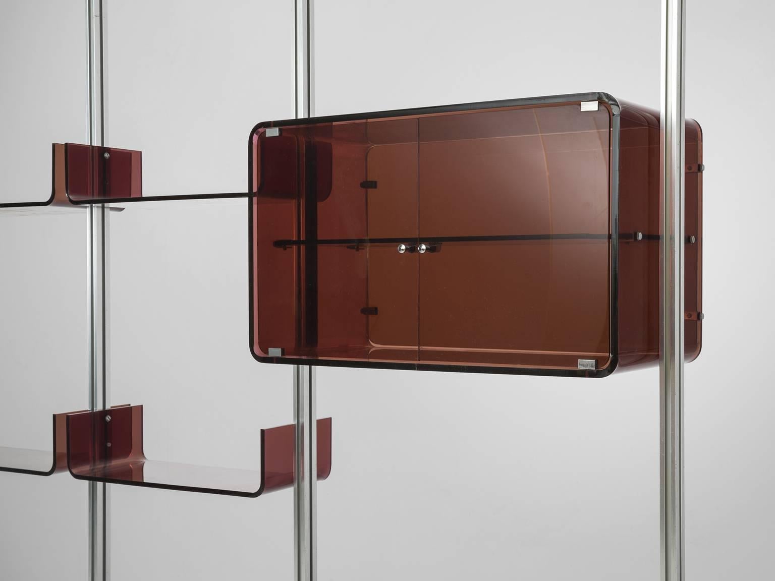 French Michel Ducaroy Modular Wall Unit in Acrylic and Aluminum for Roche Bobois 