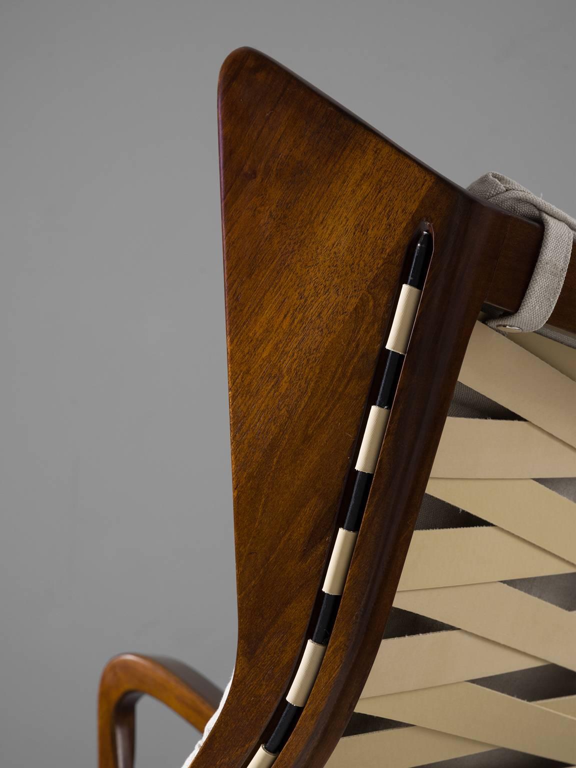 Mid-20th Century Set of Two Reupholstered Italian Rocking Chairs for Cassina