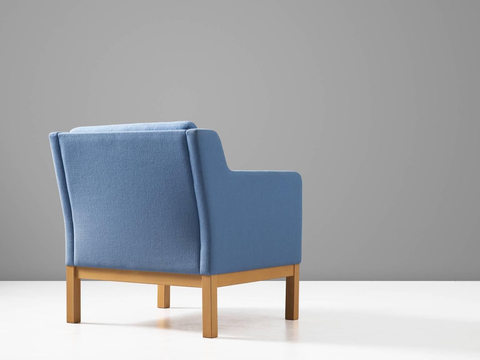 Mid-Century Modern Erik Jørgensen Lounge Chair in Light Blue Fabric Upholstery