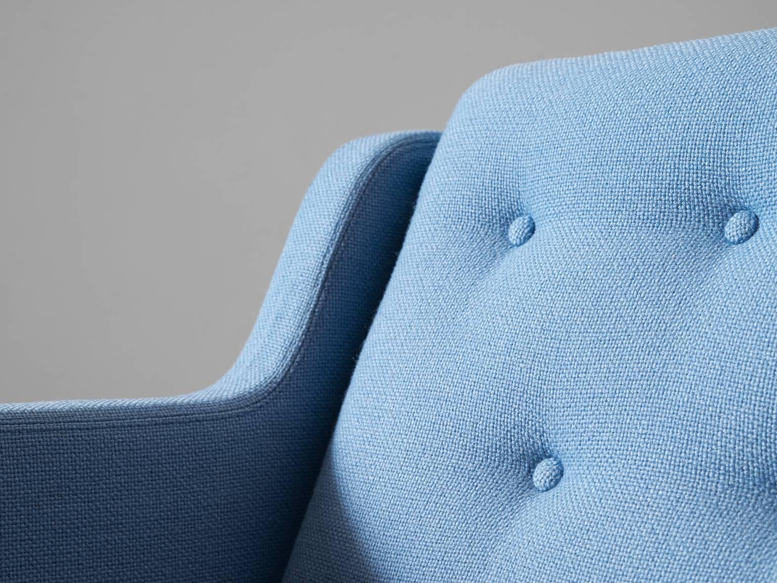 Erik Jørgensen Lounge Chair in Light Blue Fabric Upholstery In Good Condition In Waalwijk, NL