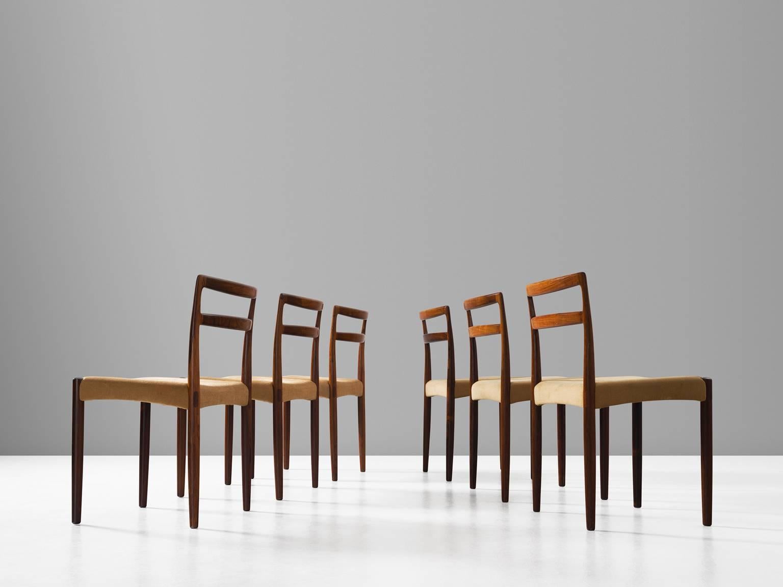 Mid-Century Modern Harry Ostergaard Set of Six Rosewood Dining Chairs