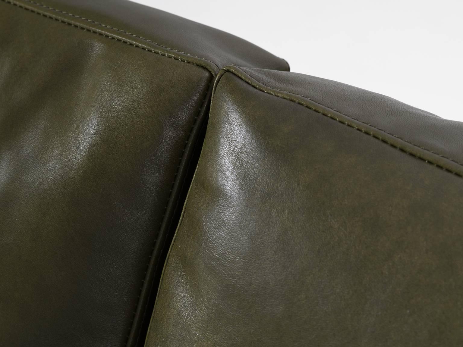 Mid-20th Century Pierre Paulin Reupholstered 442 Sofa in Green Leather