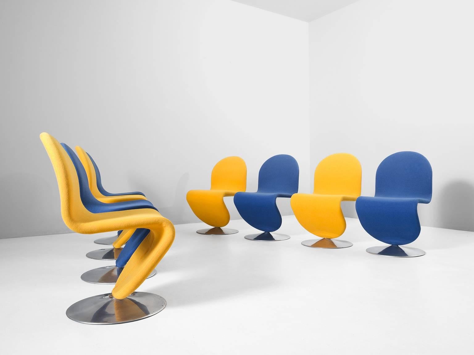 Verner Panton Set of Eight Chairs from the 1-2-3 Series for Fritz Hansen In Good Condition In Waalwijk, NL