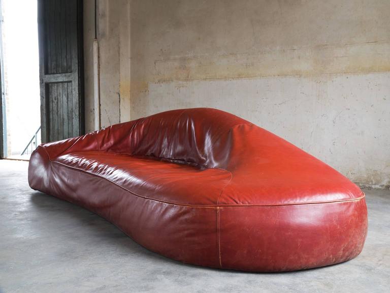 Sofa Cognac Leather In Organic Shape