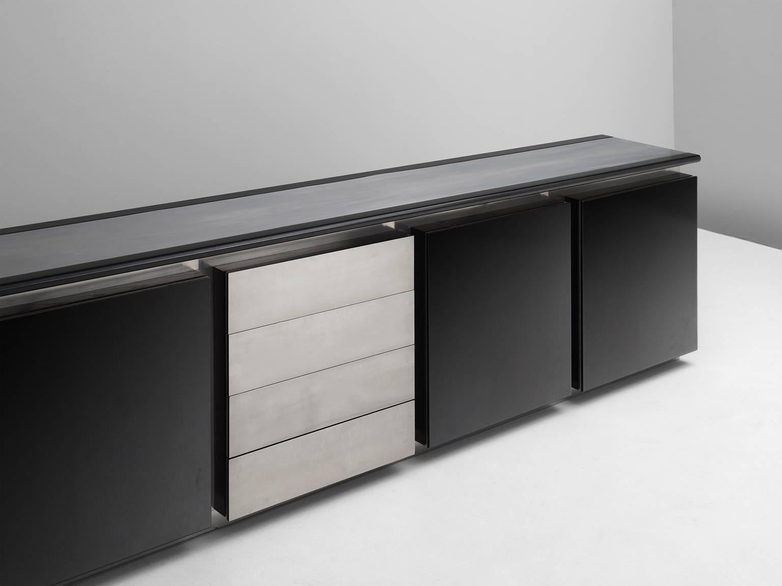 Mid-Century Modern Ludovico Acerbis for Acerbis Sideboard in Stained Oak and Aluminium