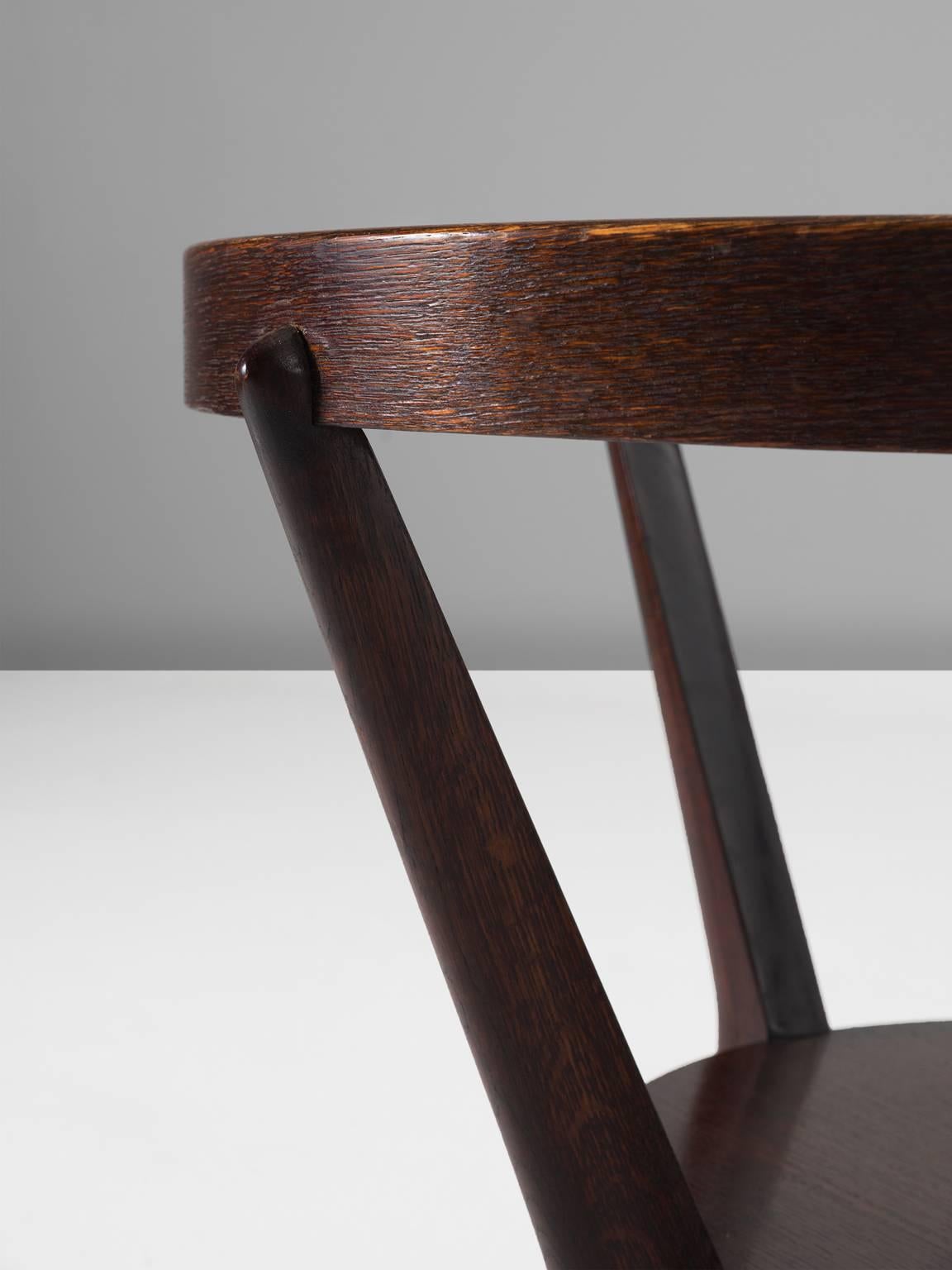 Mid-20th Century Jindrich Halabala Side Table in Stained Oak