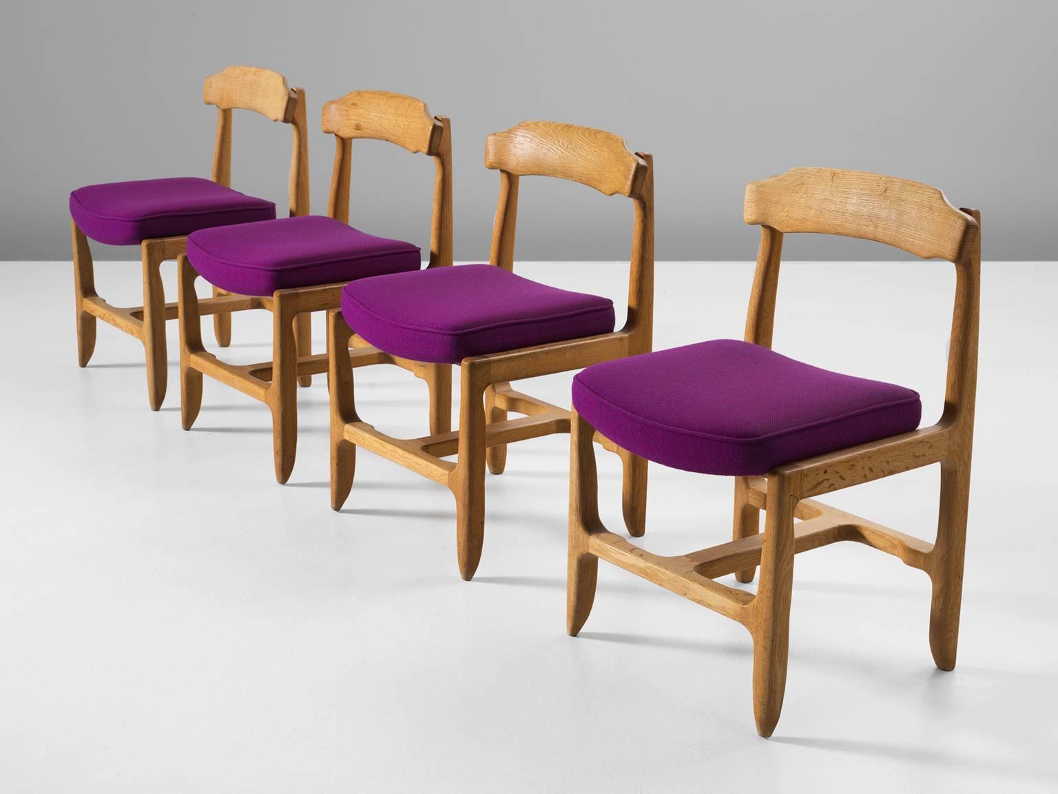French Four Guillerme et Chambron Dining Chairs in Solid Oak