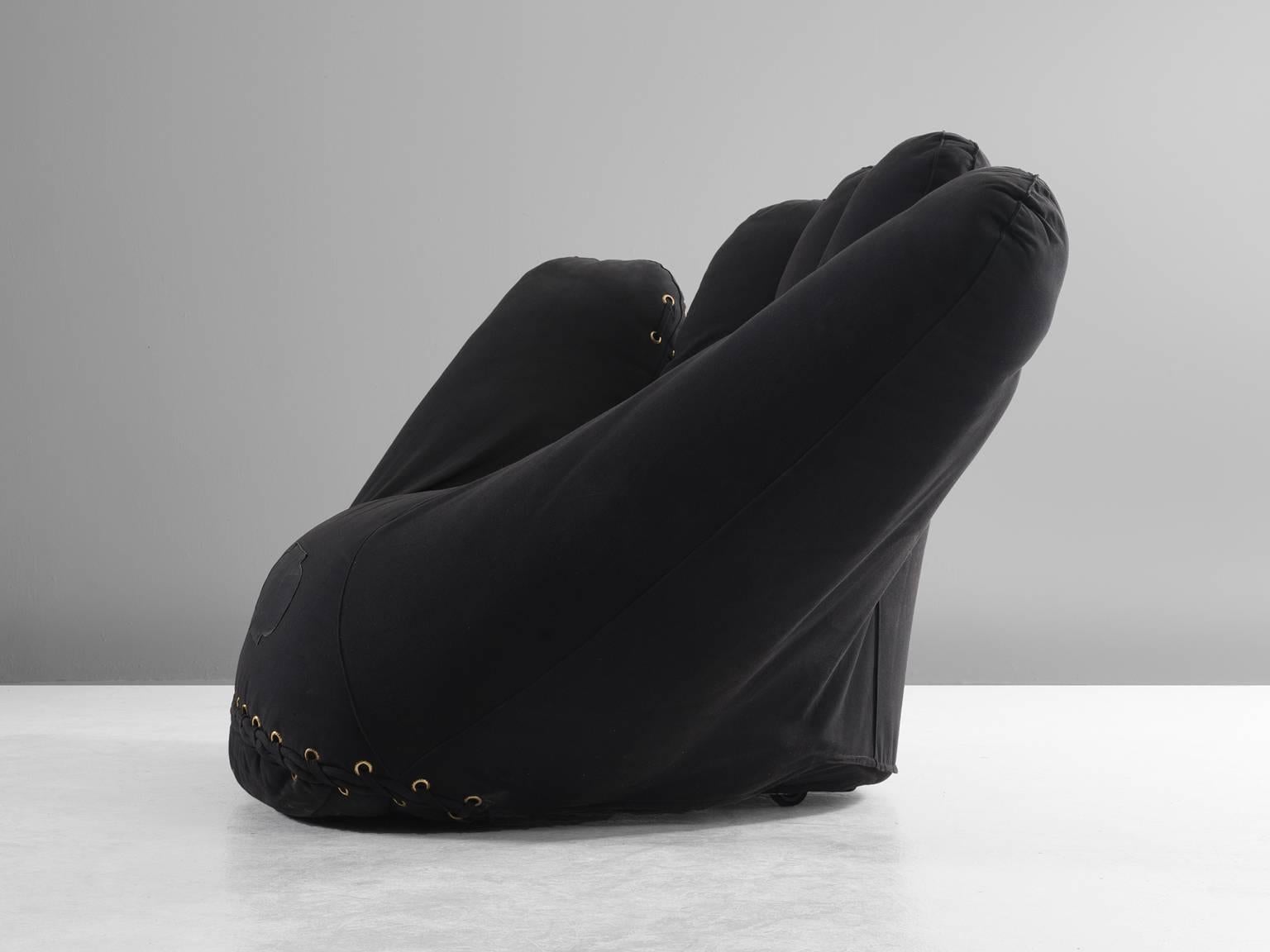 Mid-Century Modern Joe Seat in Black Fabric