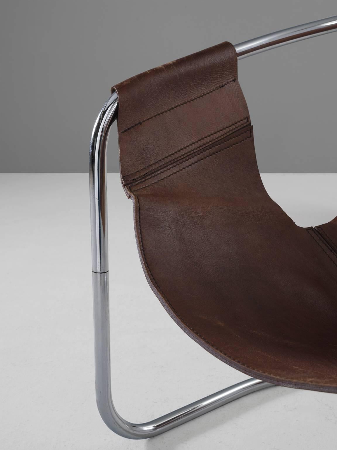 Dutch Clemens Claessen Ba-As Leather and Tubular Chairs