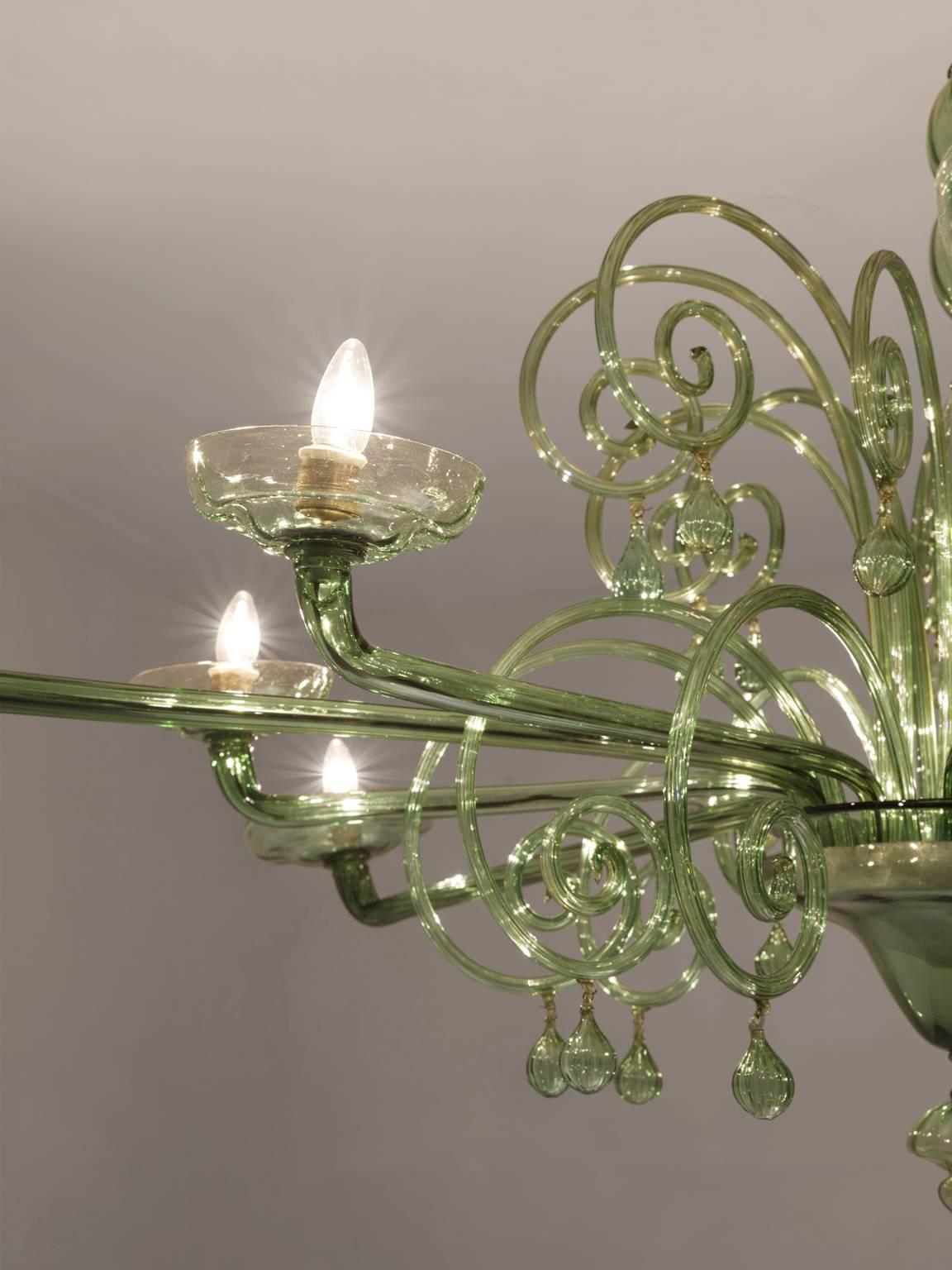 Large Venini with Murano Glass Chandelier, 1930s In Good Condition In Waalwijk, NL