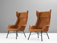 Loungesessel mit neuen Lederbezügen von M. Navratil