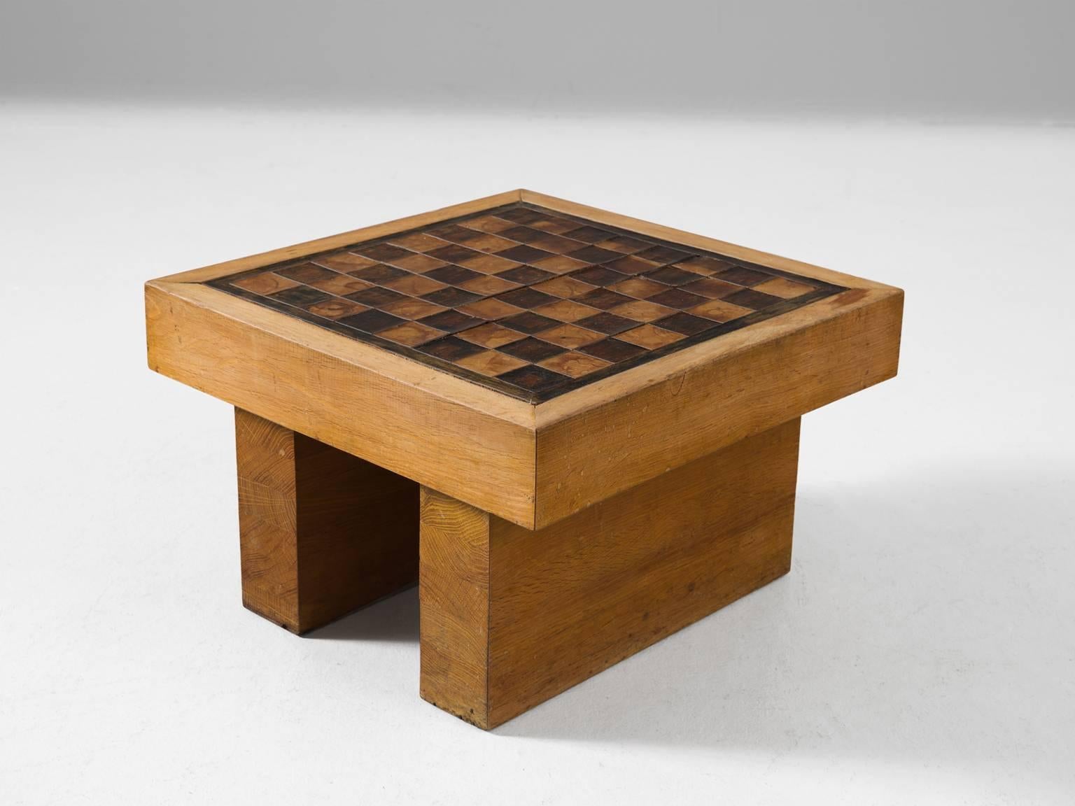 Mid-Century Modern Austin Enterprises Aluminum Chess Game and Table in Leather