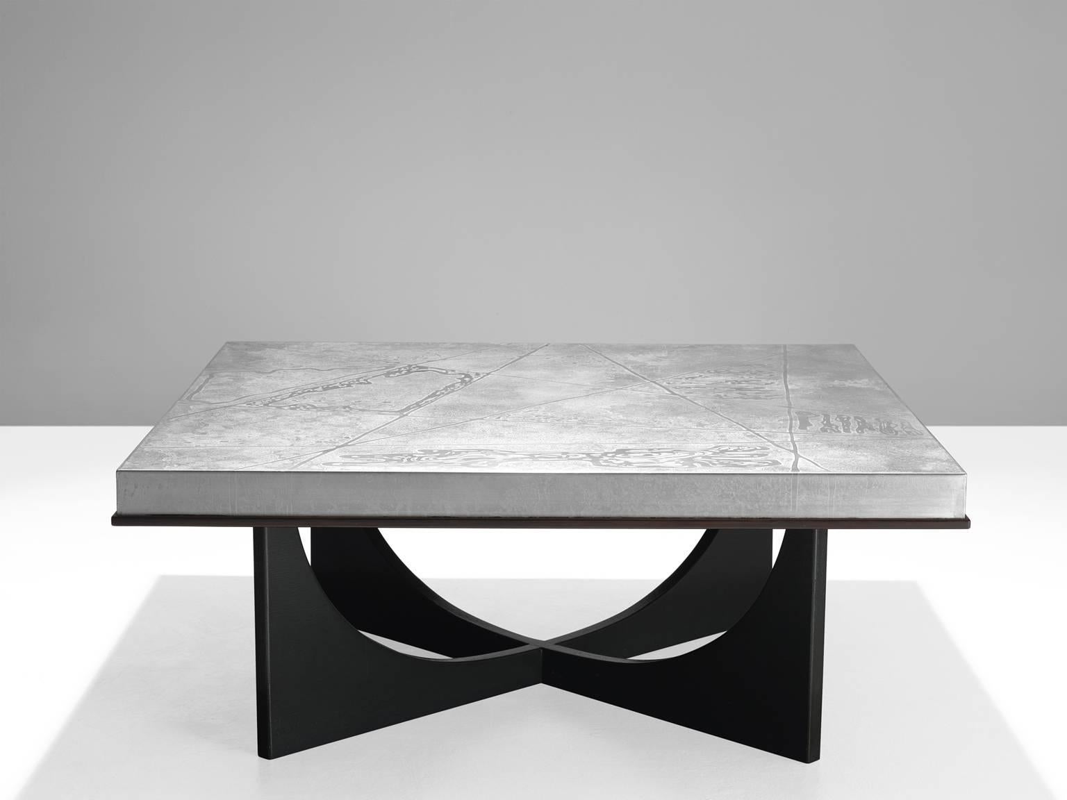 Heinz Lilienthal, coffee table, stainless steel, Germany, 1970.

Very rare and special coffee table designed by German Heinz Lilientahl. Lilienthal was known for his wall decorations made of metal, wood and concrete. The top shows a beautiful