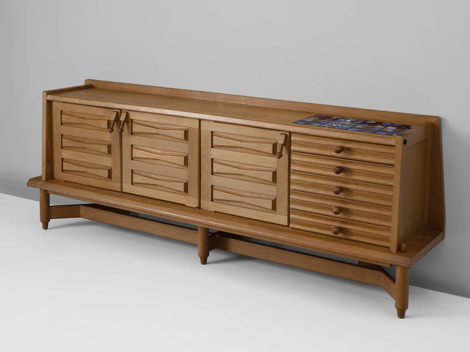 Mid-Century Modern Guillerme and Chambron Credenza in Oak