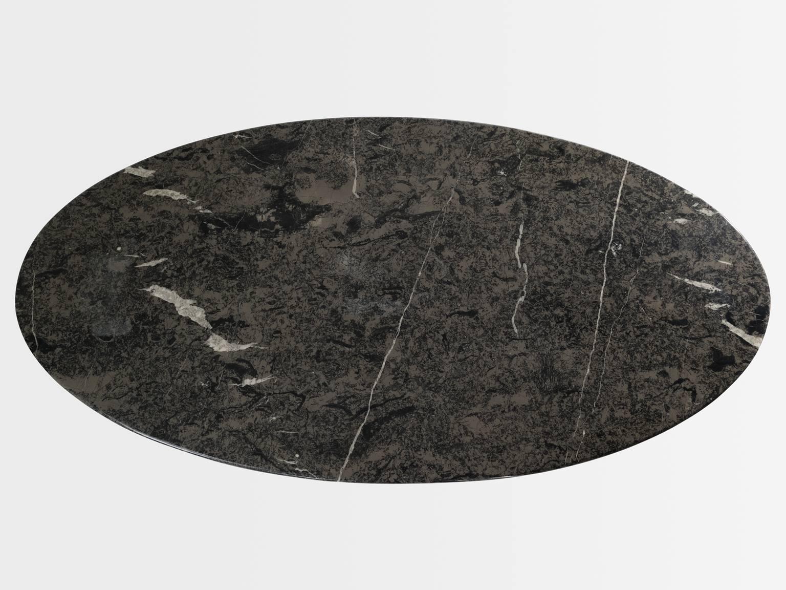 Post-Modern Carlo Scarpa Oval Grey Marble Table