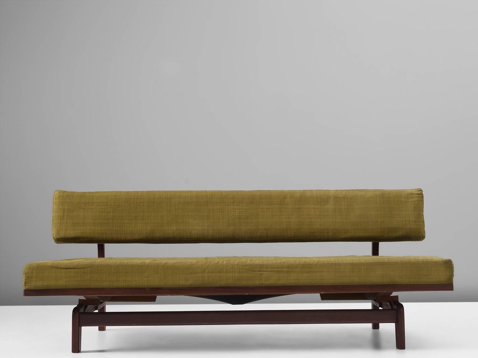 German Hans Bellmann Simplistic Teak and Fabric Sofa