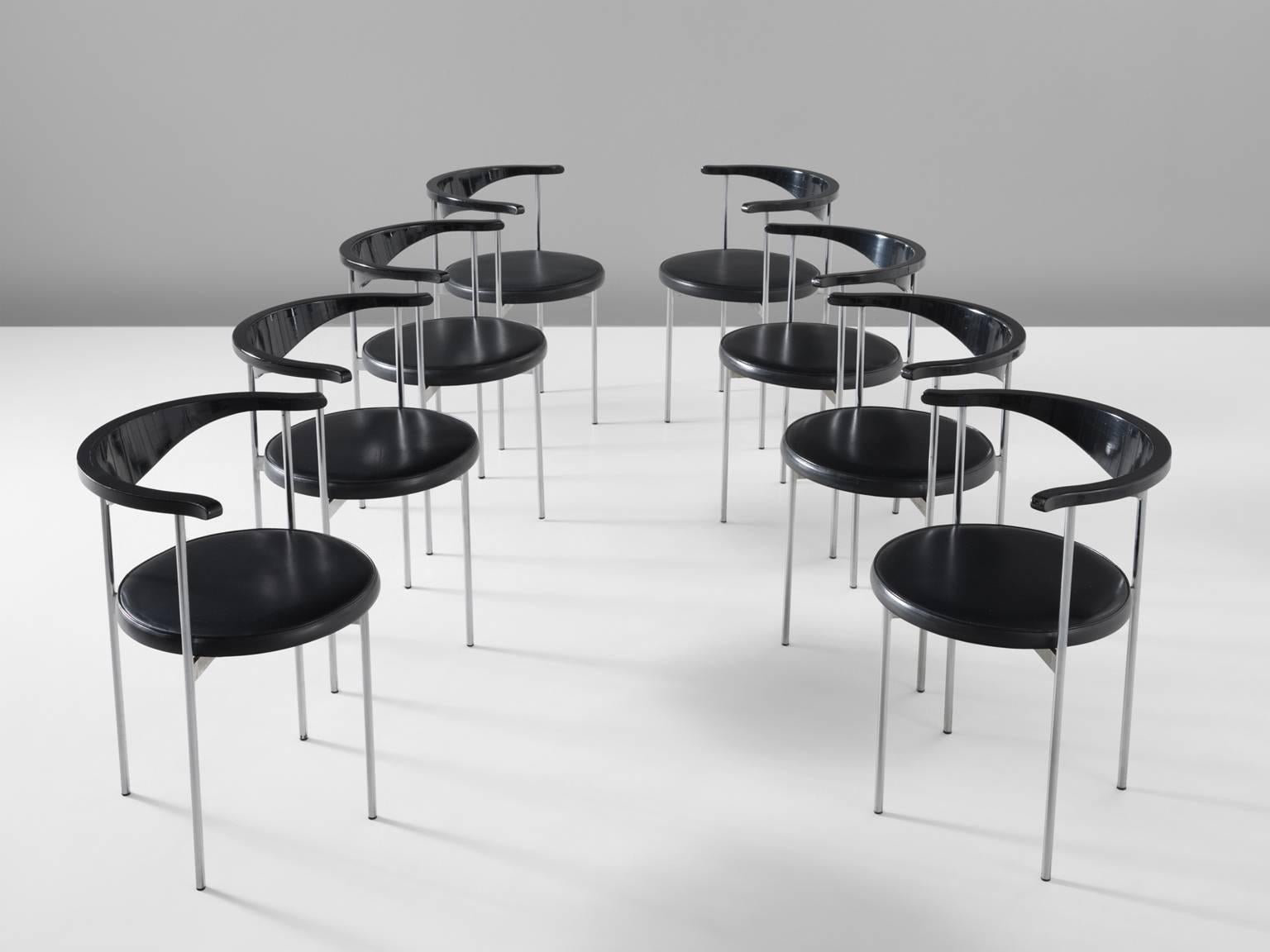 Scandinavian Modern Set of Eight Frederik Sieck for Fritz Hansen Chairs
