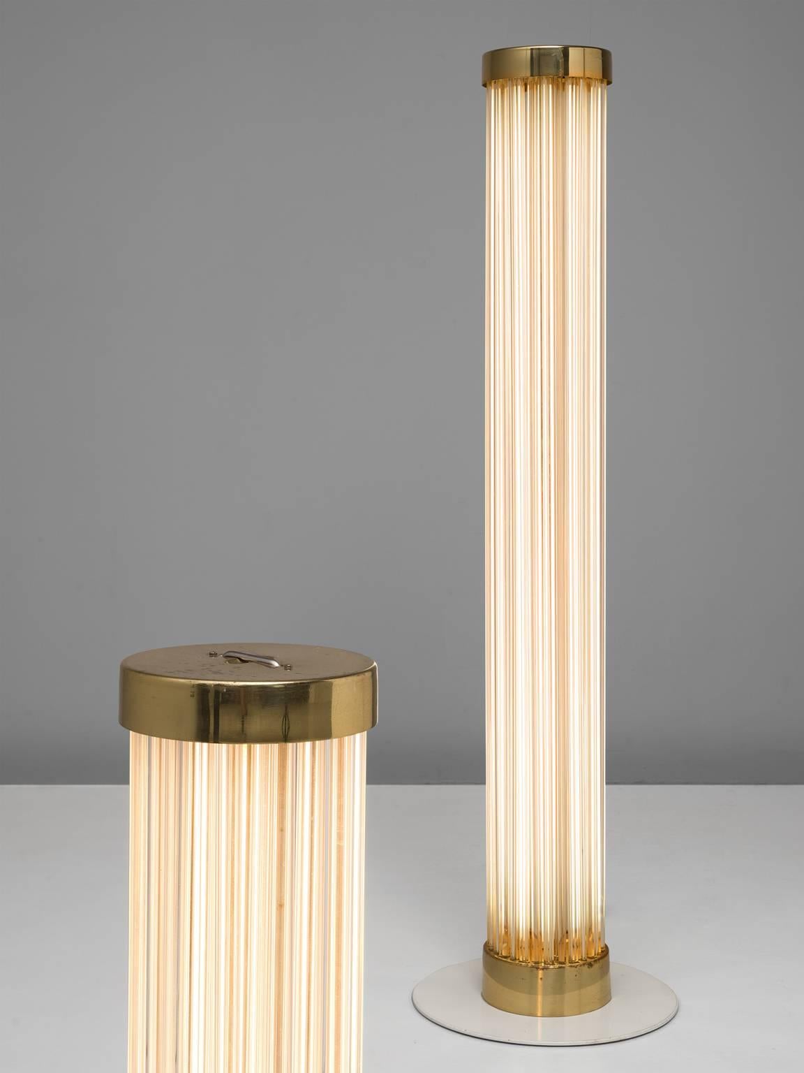 Modern Brass and Glass Italian Floor Lamps