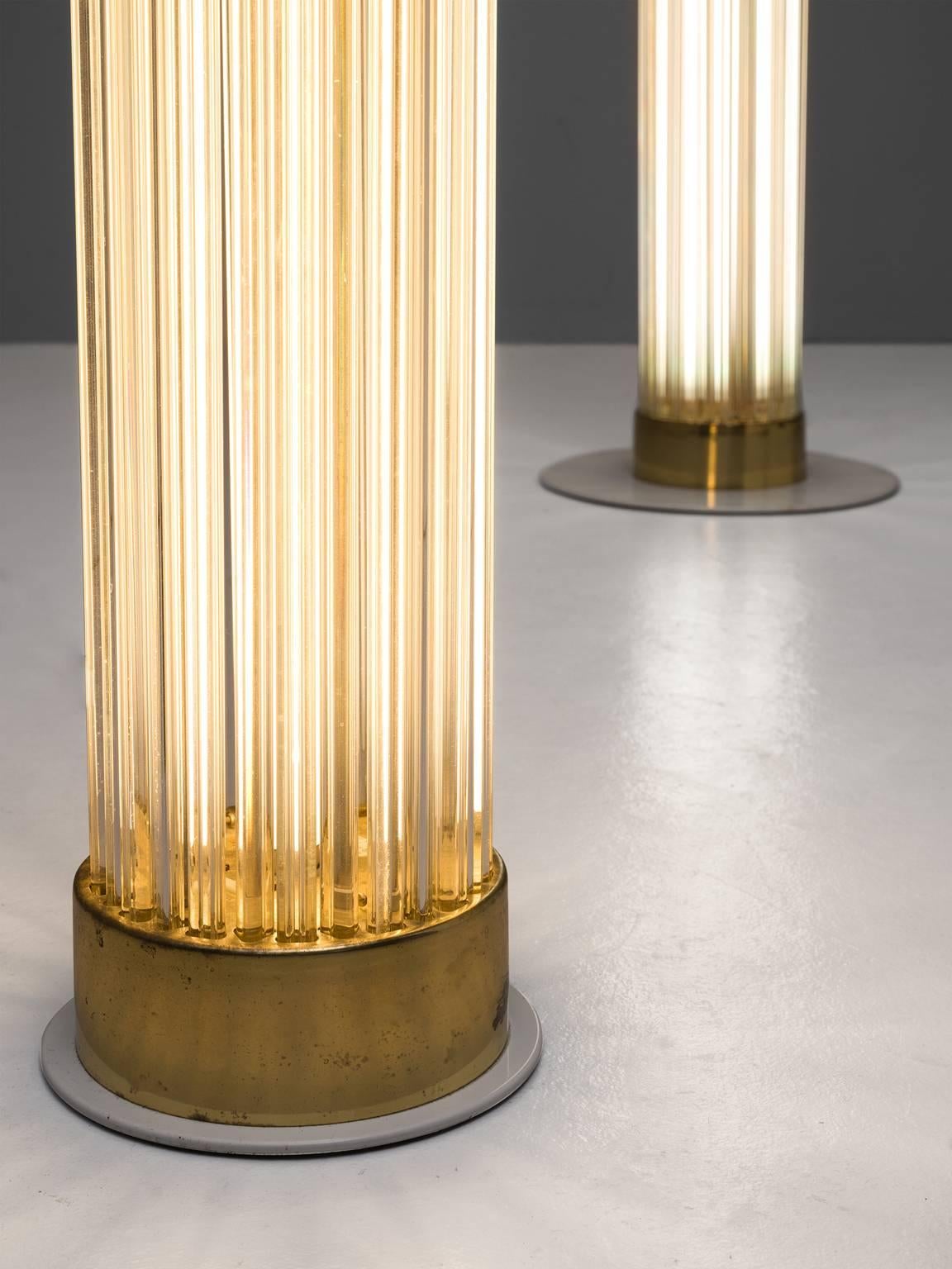 Brass and Glass Italian Floor Lamps In Excellent Condition In Waalwijk, NL