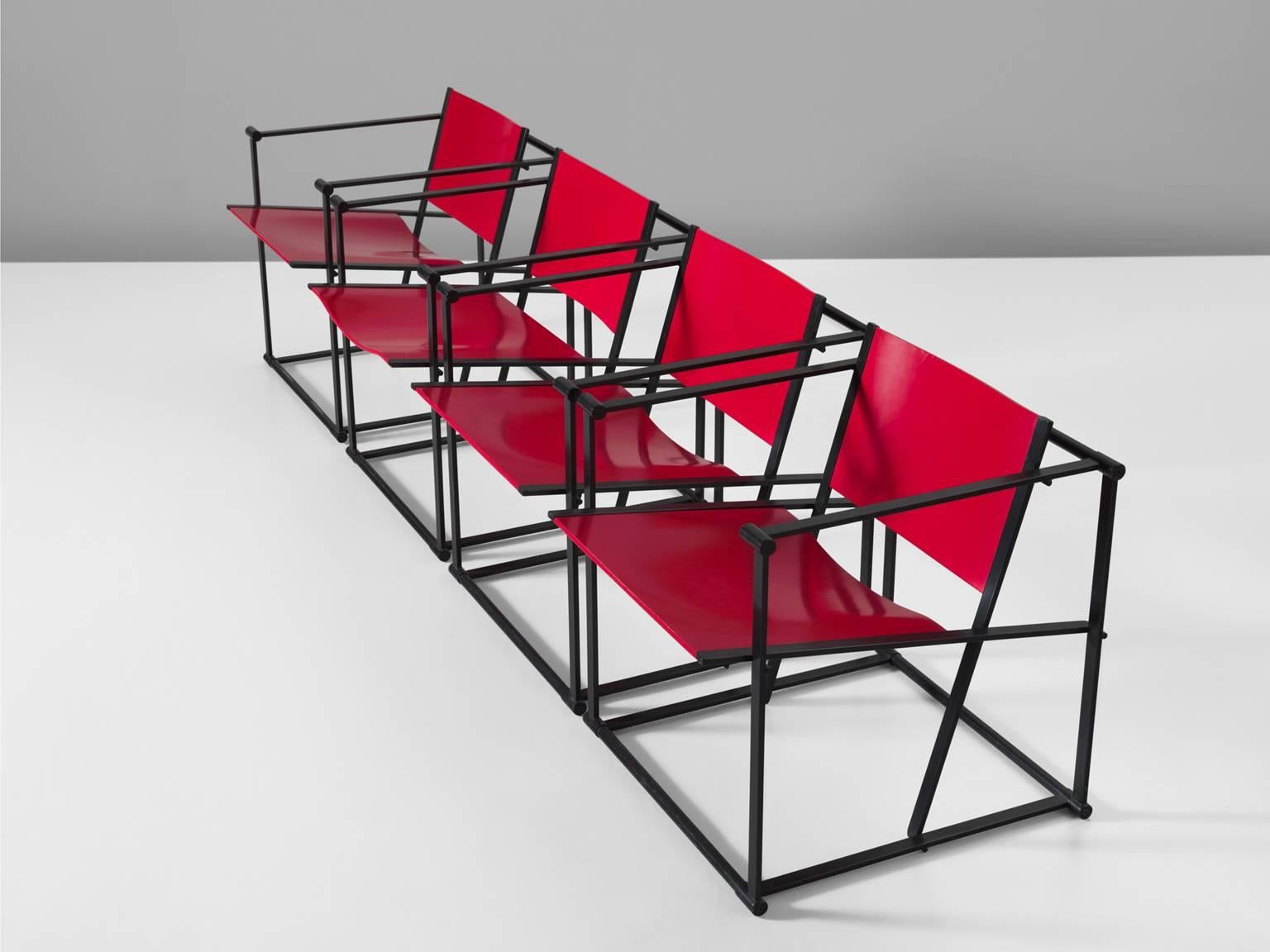 De Stijl Set of Four Red FM61 Chairs for Pastoe