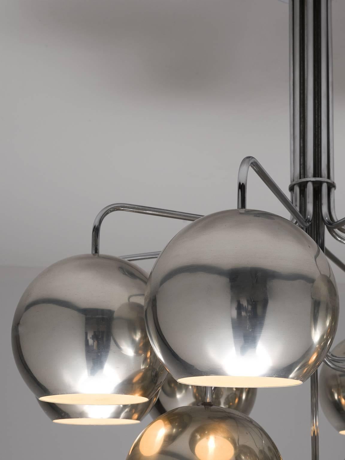 German Modern Chrome Chandelier
