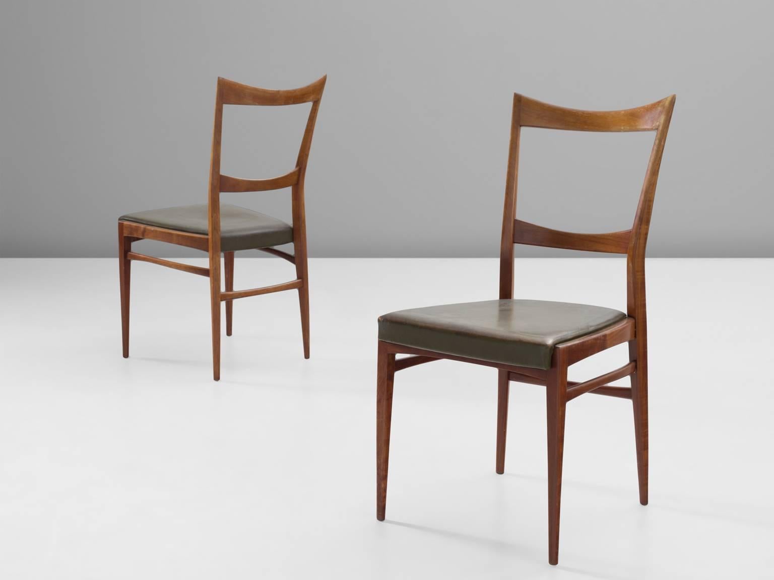 Scandinavian Dining Chairs in Walnut In Good Condition In Waalwijk, NL