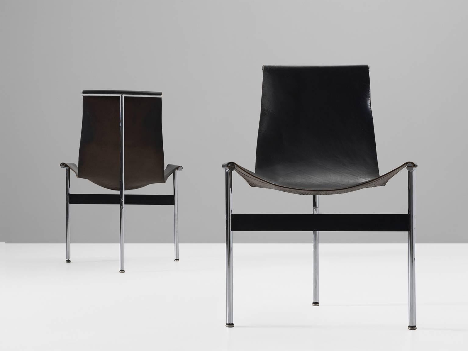 Mid-20th Century Katalovos T Chairs in Original Black Leather