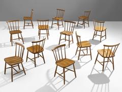 Großes Set von Ercol Buche Esszimmerstühlen