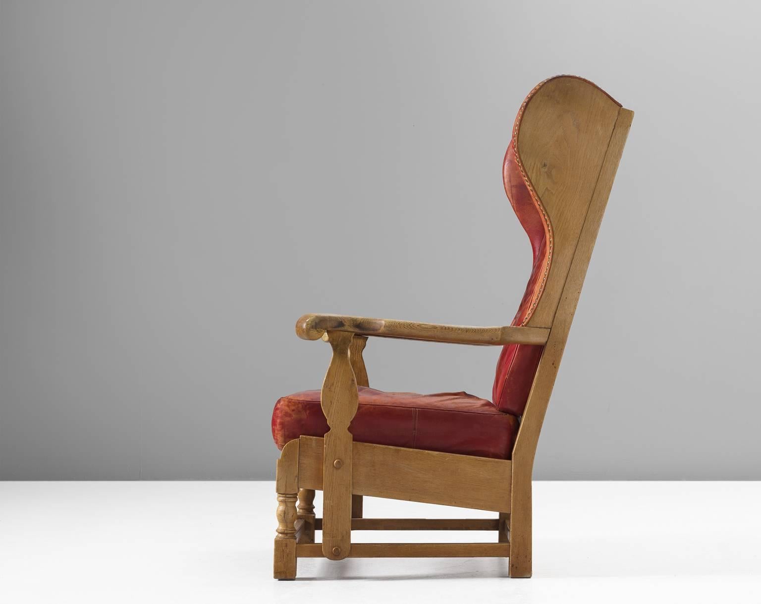 wood wingback chair