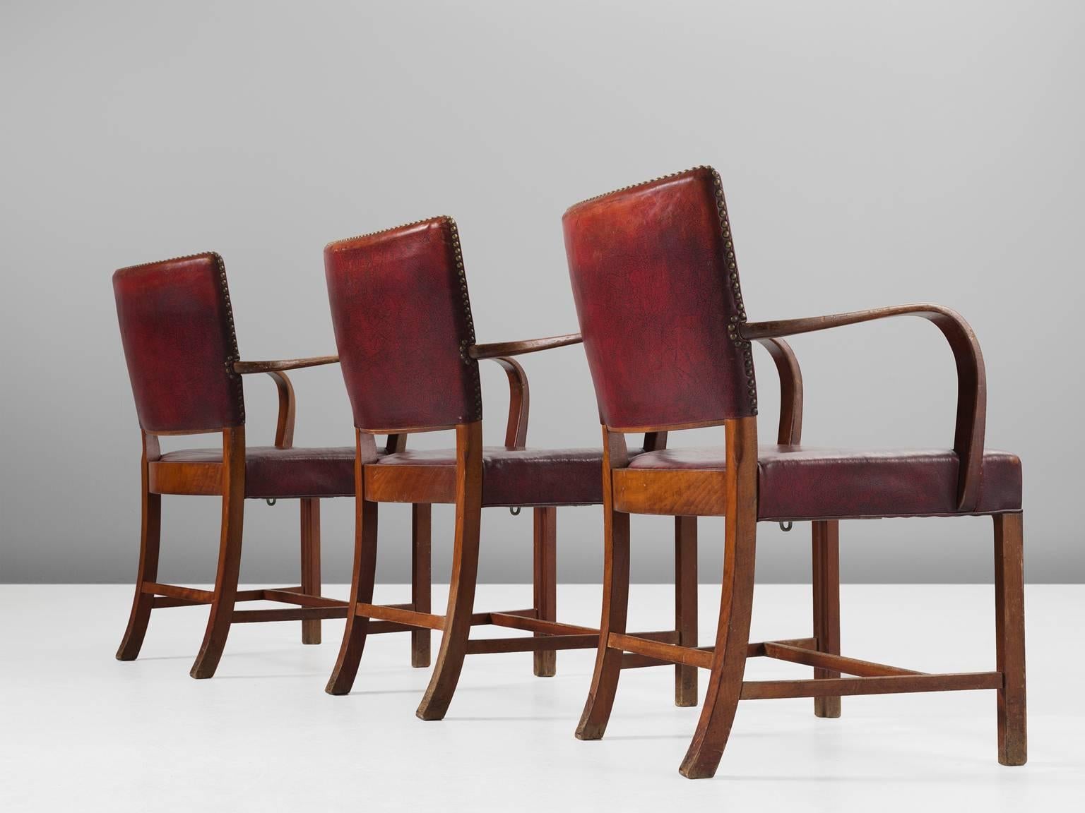 Scandinavian Modern Early Fritz Hansen Chair in Original Leather