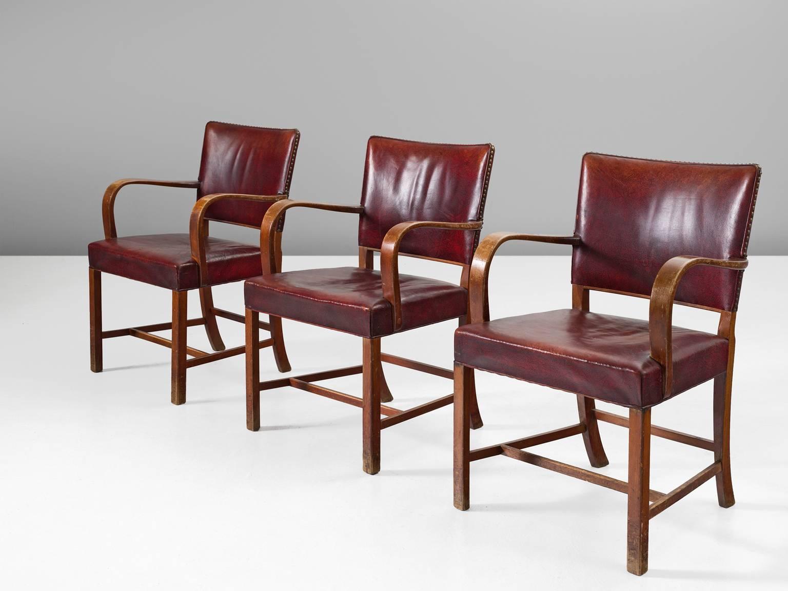 Danish Early Fritz Hansen Chair in Original Leather