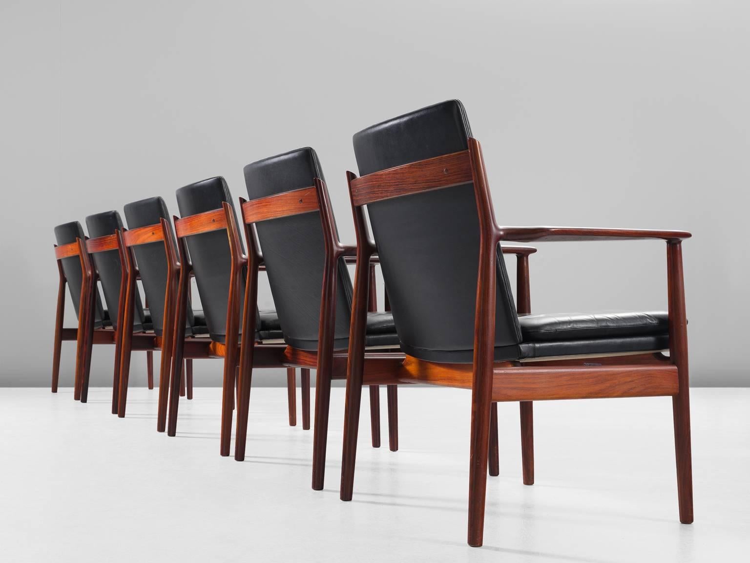 Scandinavian Modern Arne Vodder Armchairs in Rosewood and Leather 