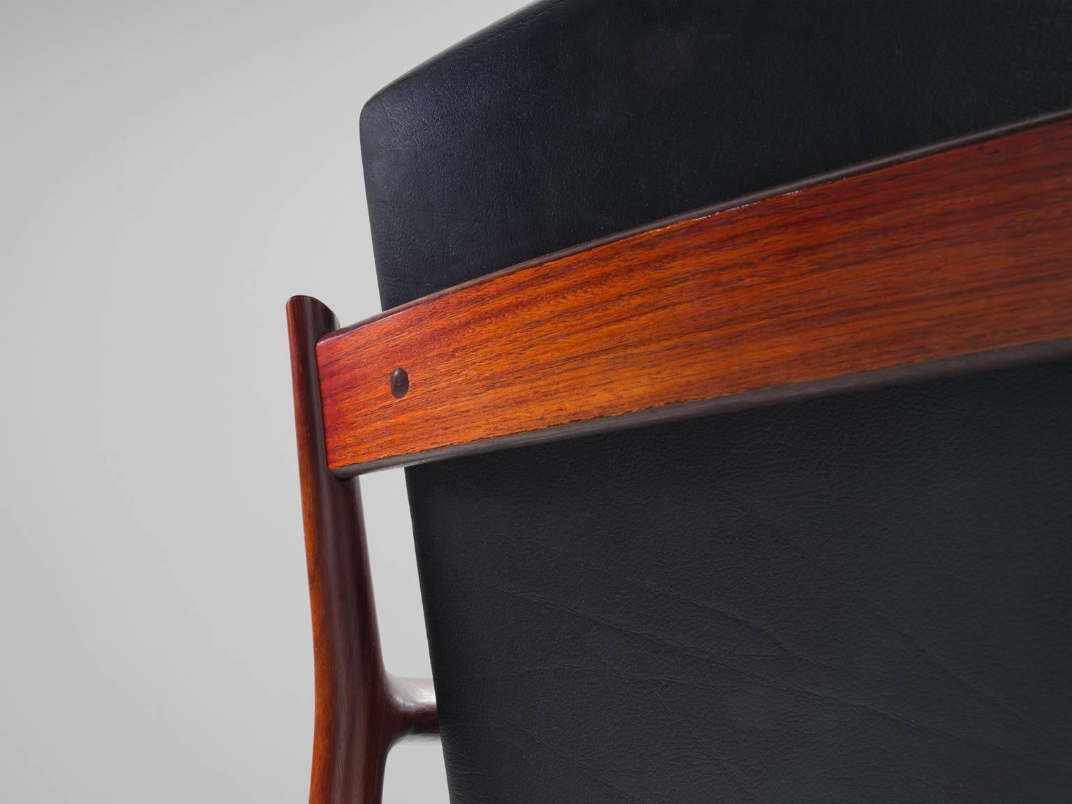 Arne Vodder Armchairs in Rosewood and Leather  1