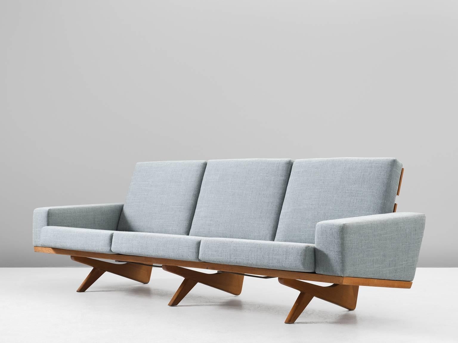 Mid-Century Modern Gustav Thams Upholstered Danish Sofa in Oak