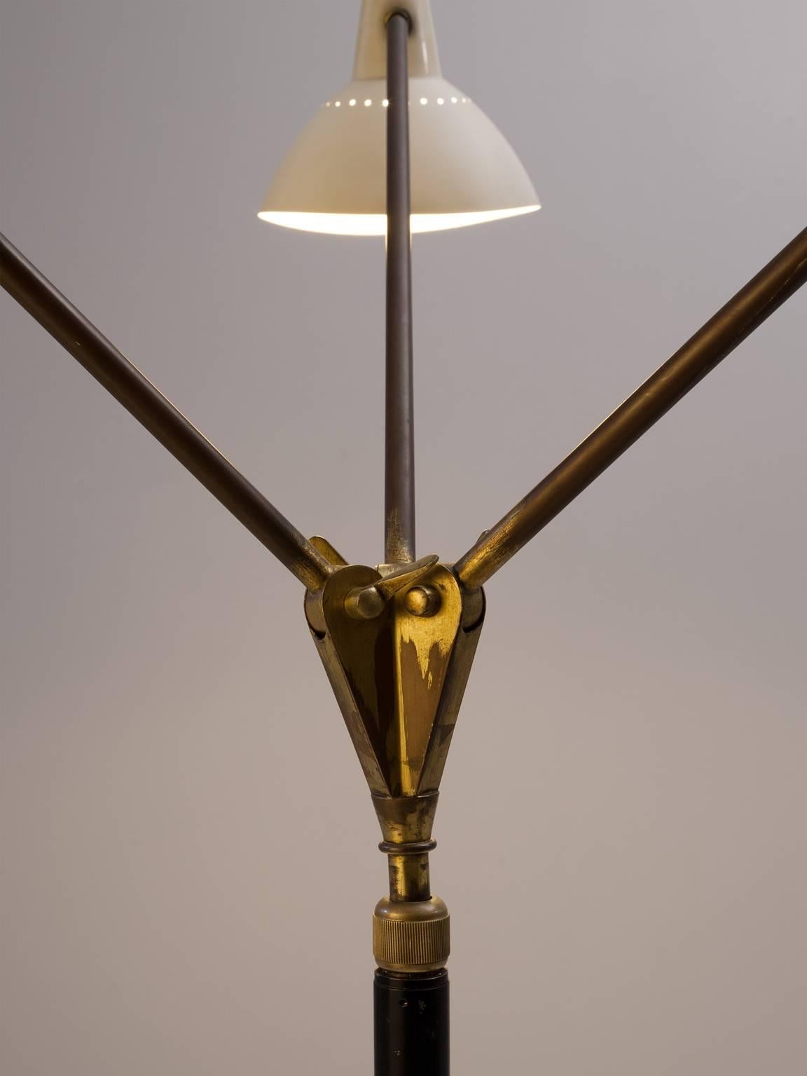Italian Stilnovo Floor Lamp in Marble and Brass