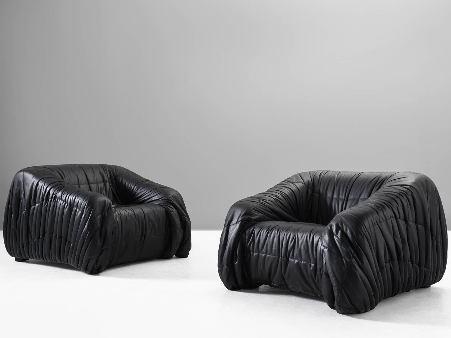 Post-Modern De Pas, D'urbino and Lomazzi Club Chairs in Leather
