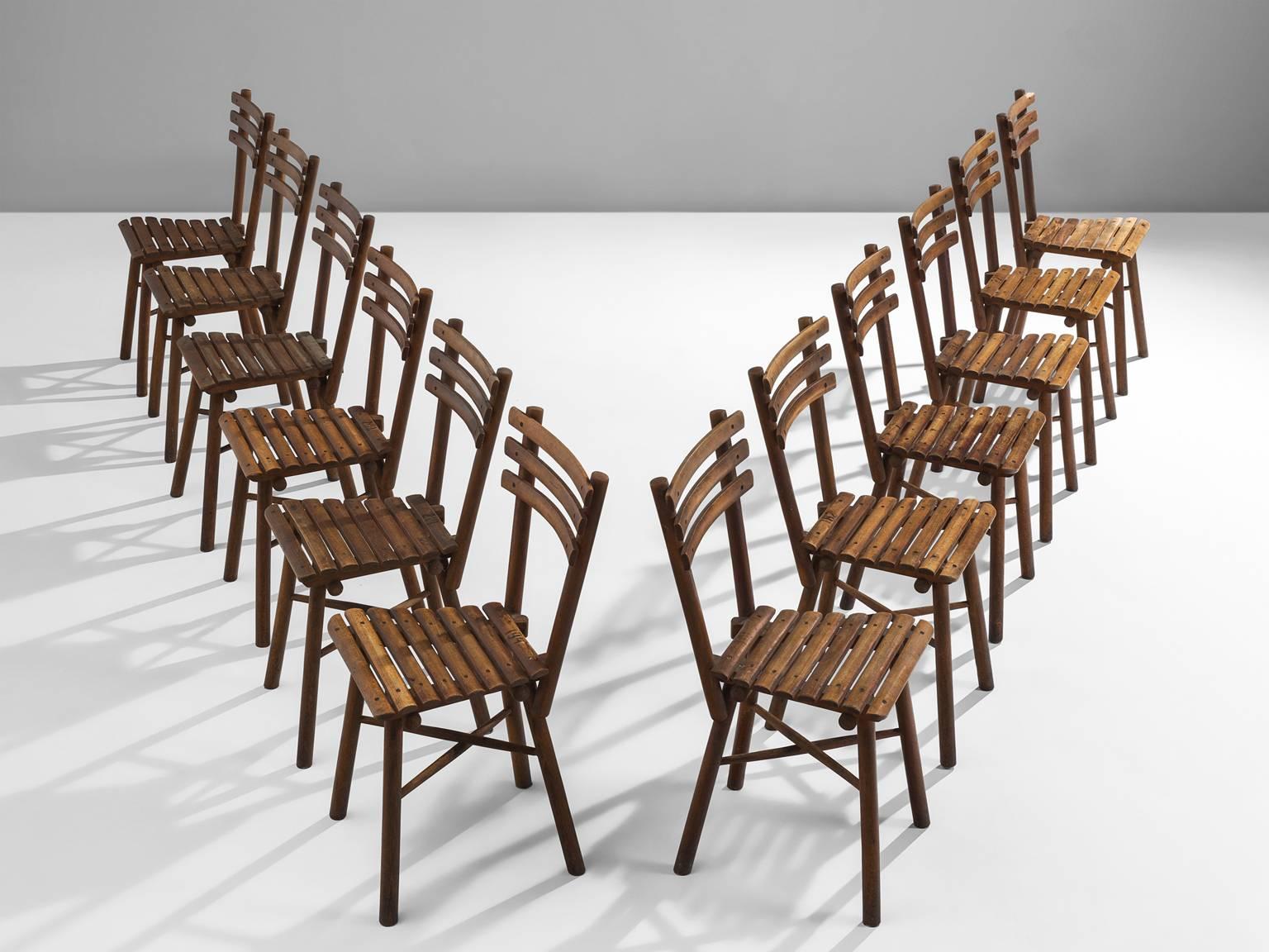 German Set of Twelve Thonet Chairs in Beech
