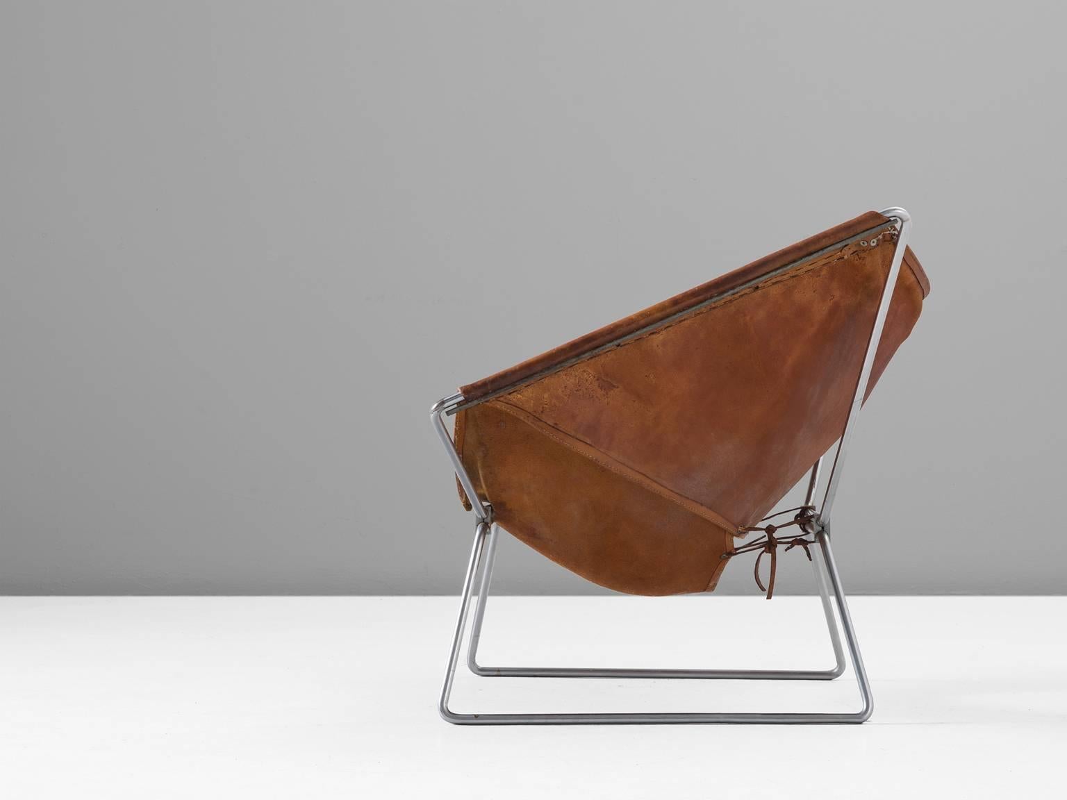 Mid-Century Modern Early Pierre Paulin Cognac Easy Chair for Polak