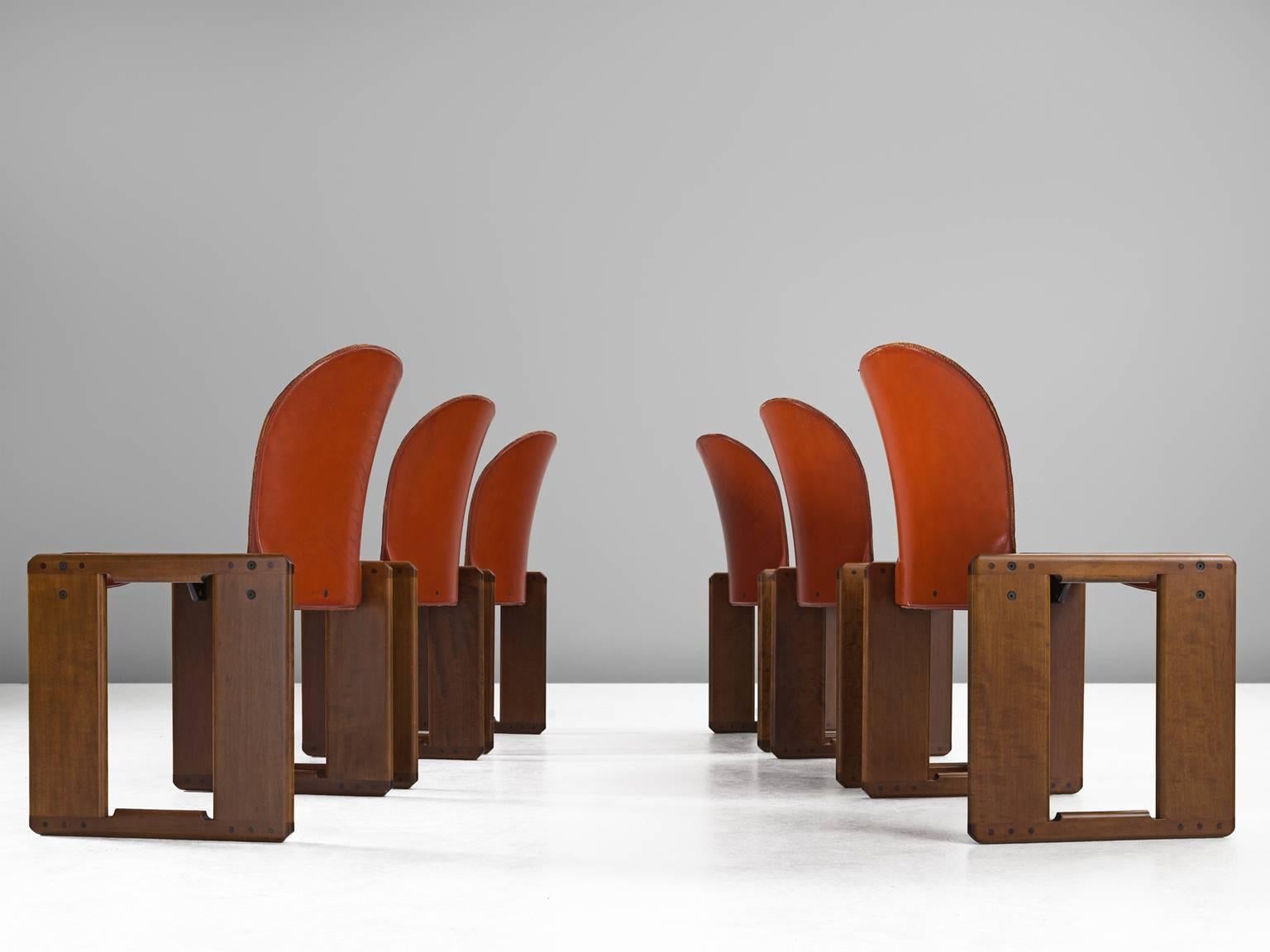 Mid-Century Modern Dialogo Scarpa Chairs in Cognac Leather