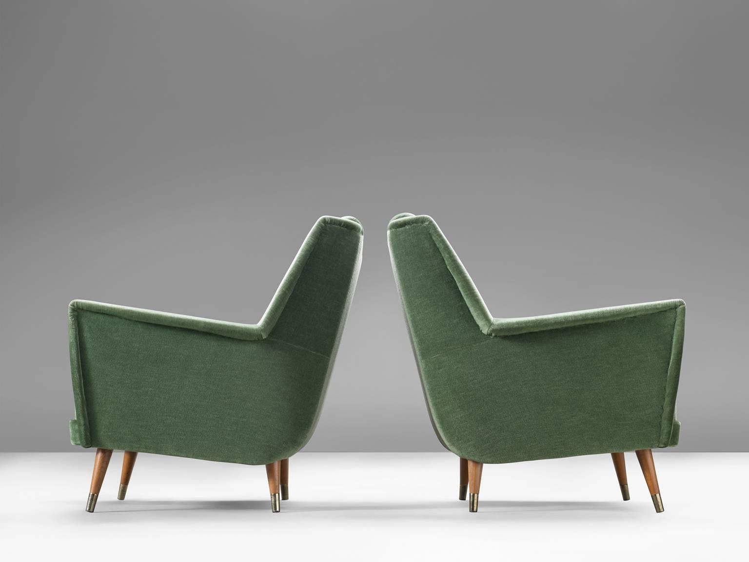 Set of Two Velvet Italian Armchairs In Excellent Condition In Waalwijk, NL