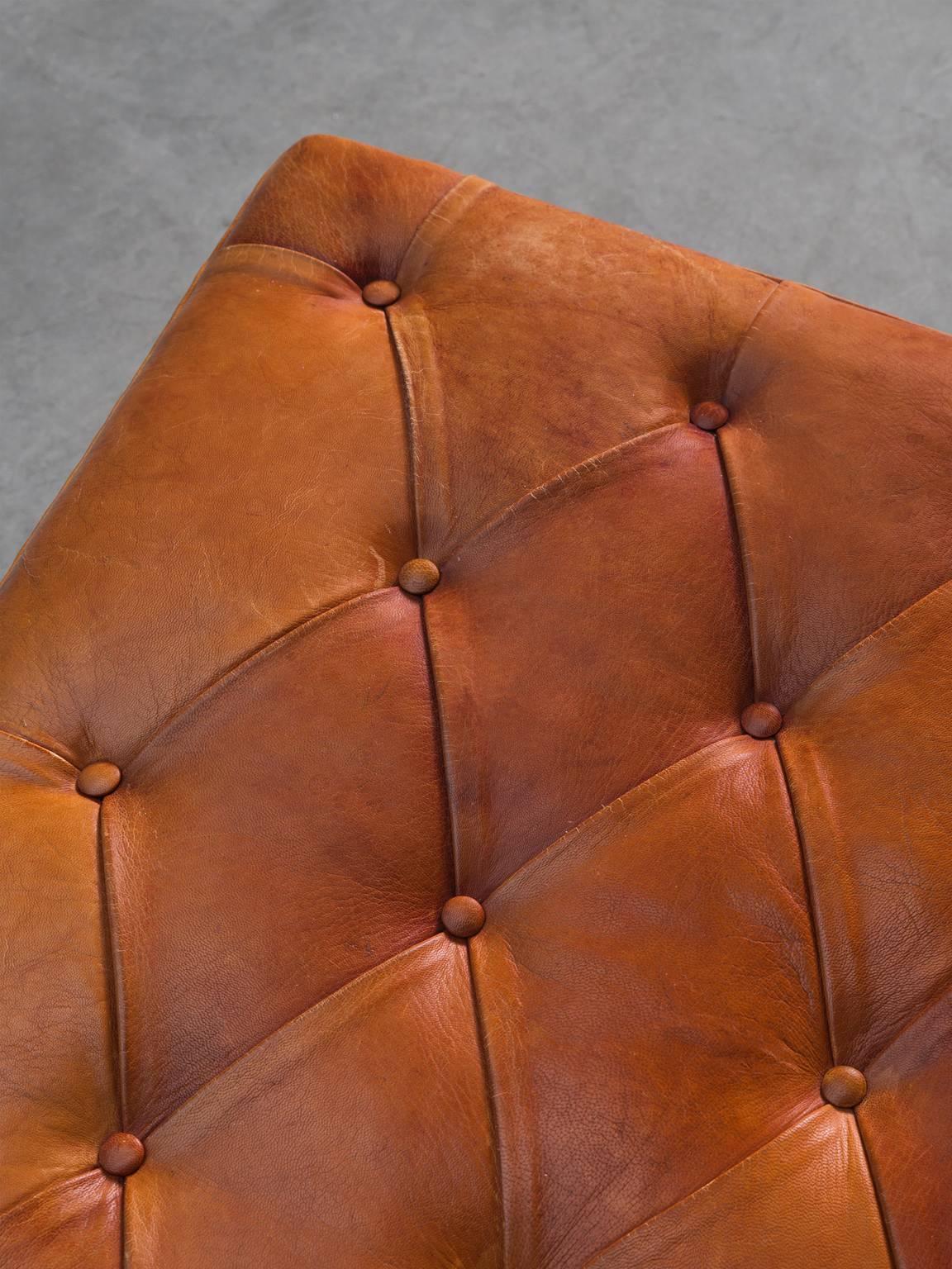 Kaare Klint Two Addition Sofa's in Original Cognac Leather In Excellent Condition In Waalwijk, NL