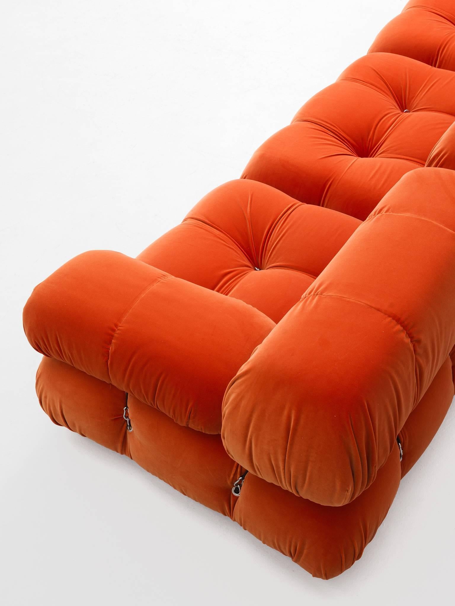 Mid-Century Modern Mario Bellini Camaleonda Sofa Reupholstered in Tri-tone Velvet