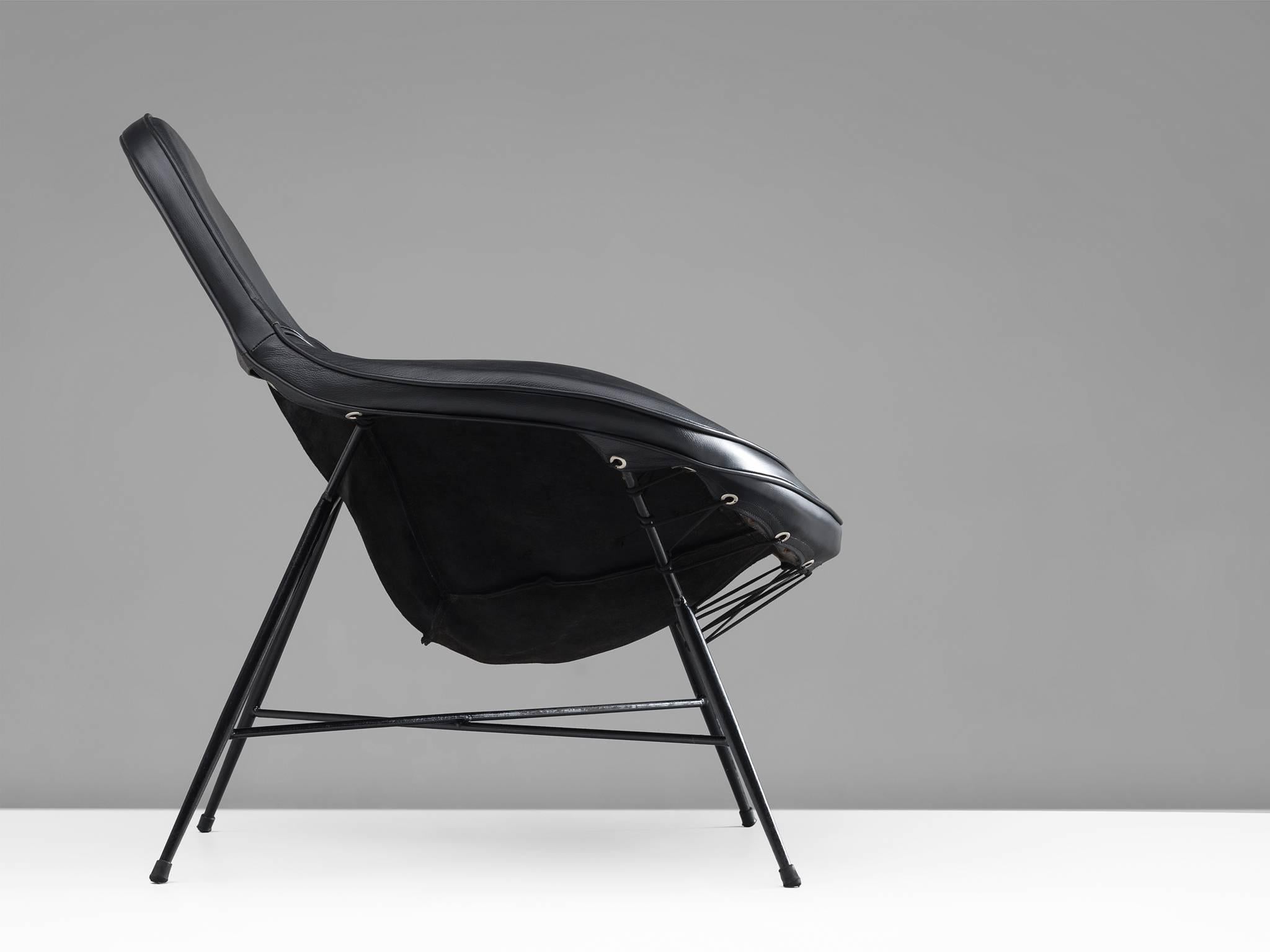 Mid-20th Century Martin Eisler Armchair in Steel and Leather