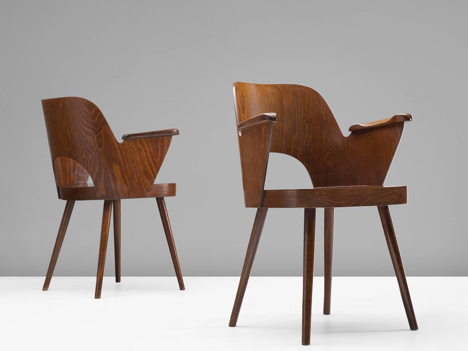 Czech Oswald Haerdtl Set of Four Armchairs for Thonet