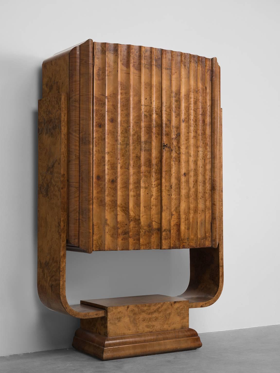 Mid-Century Modern Sculptural Italian Cabinet in Burl