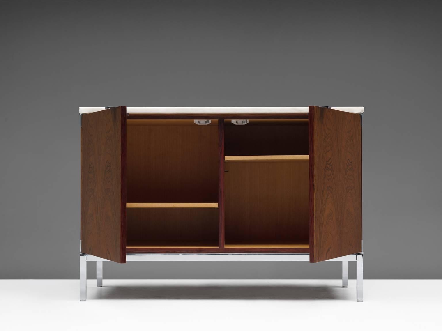 Florence Knoll Small Credenza in Marble and Rosewood In Excellent Condition In Waalwijk, NL